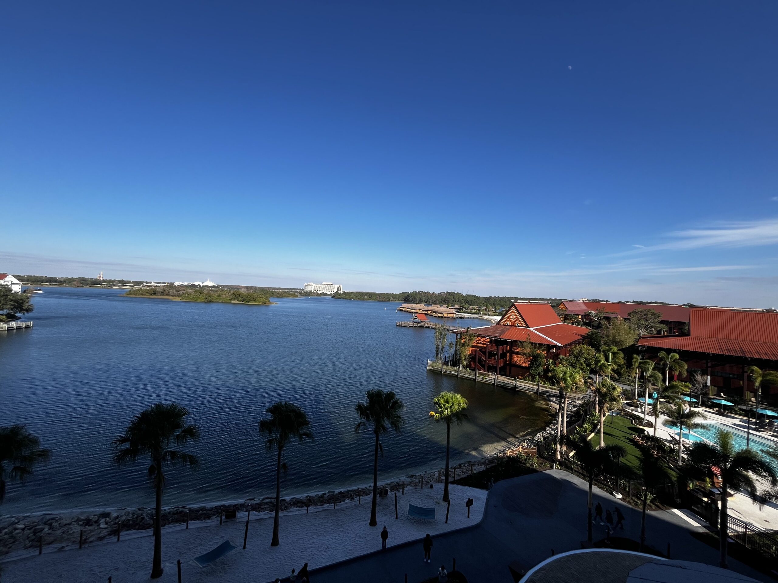 Seven Seas Lagoon viewed from the Island Tower terrace at Disney's Polynesian Village Resort
