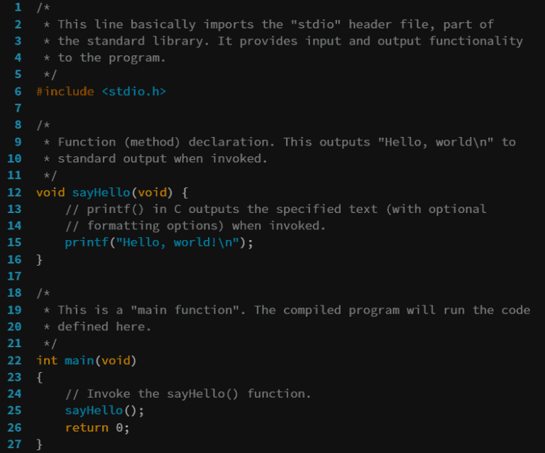 C program that prints Hello World when invoked