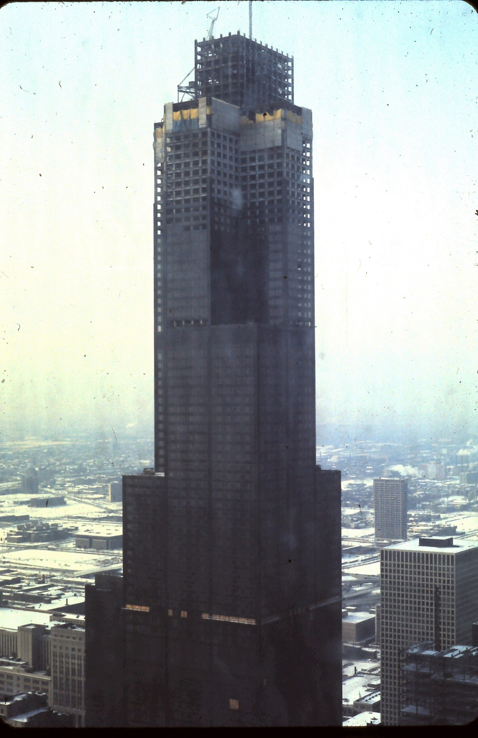 A close-up of the Sears Tower façade.