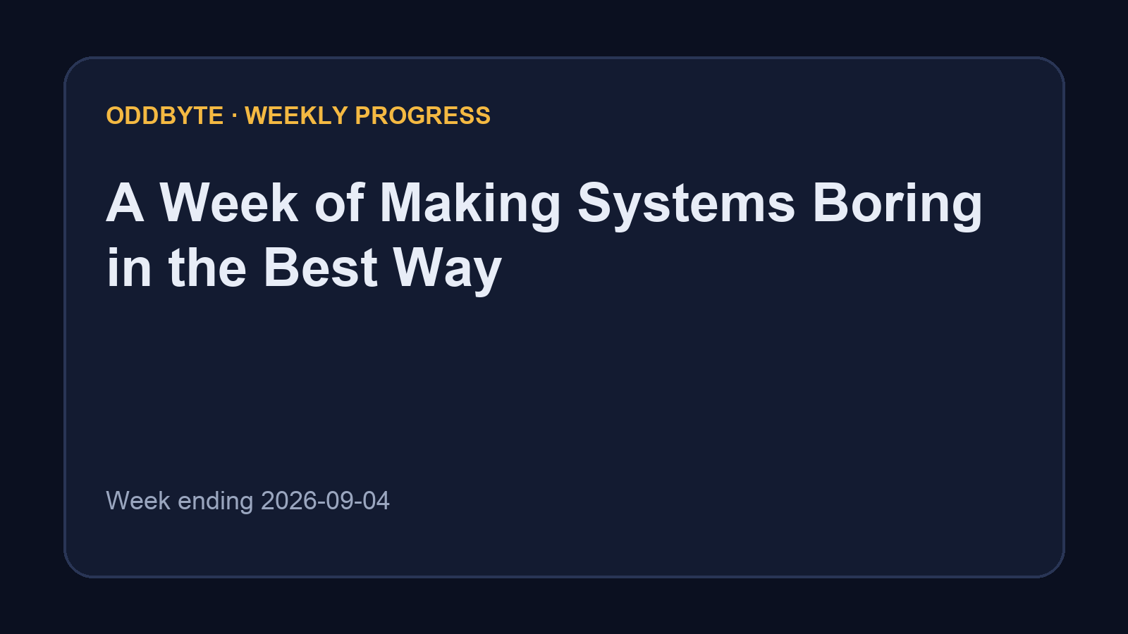 Weekly OddByte project progress cover