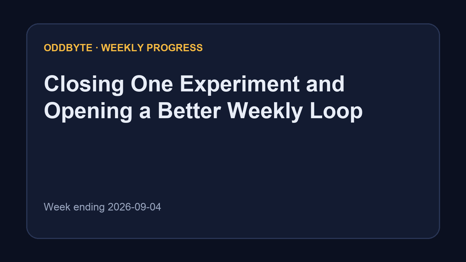 Weekly OddByte project progress cover