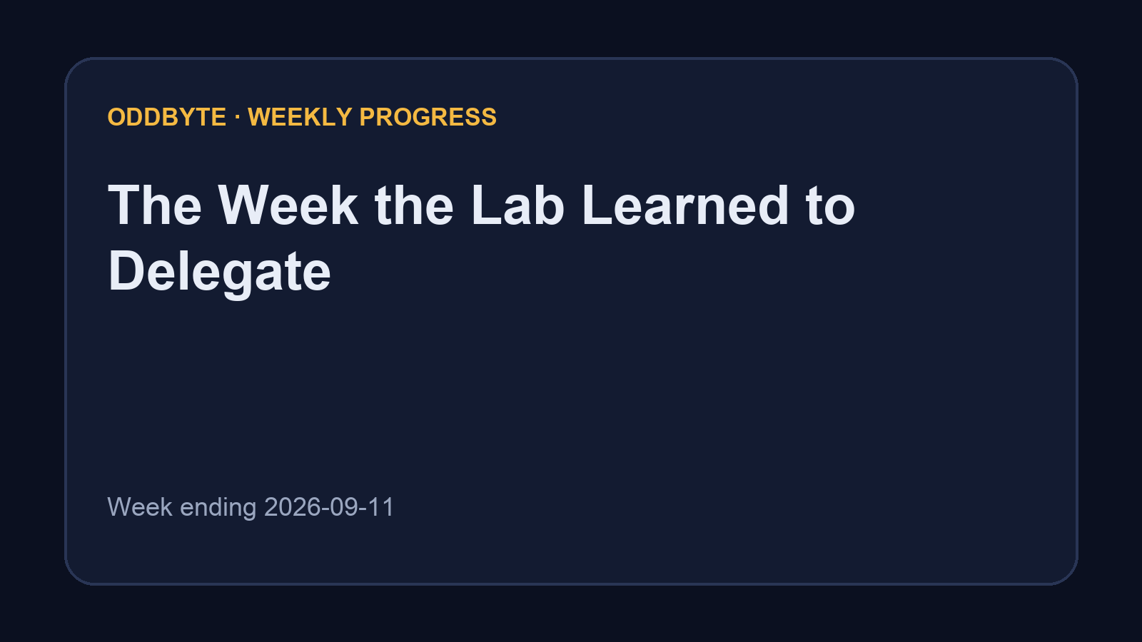 Weekly OddByte project progress cover