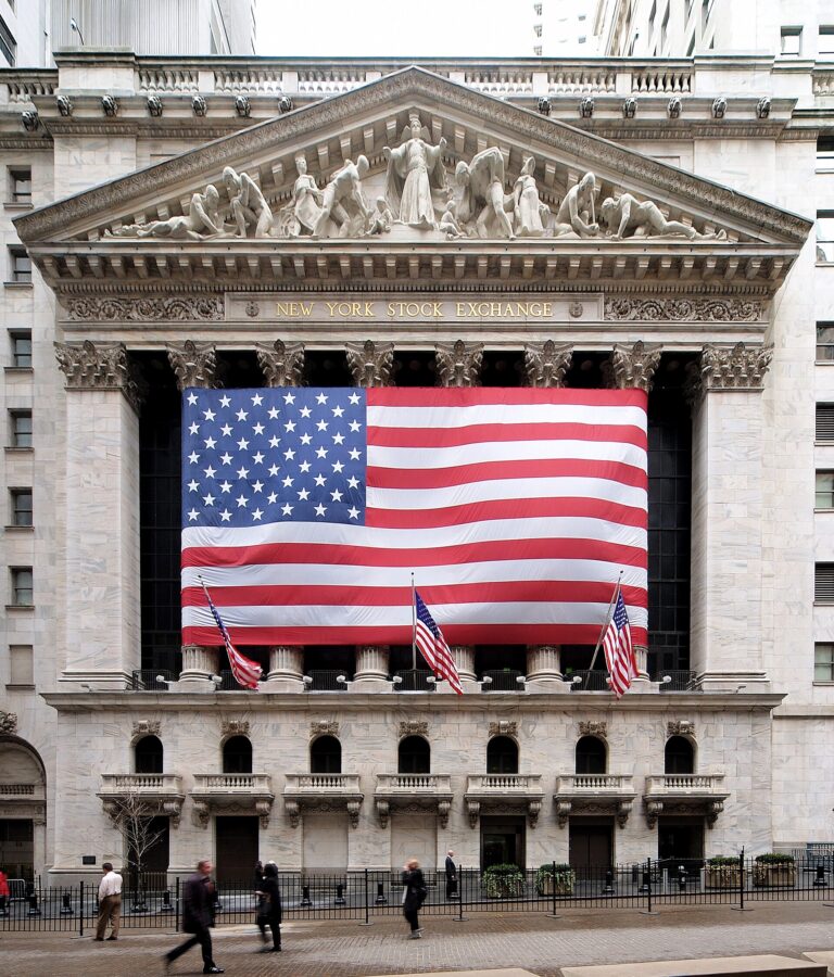 The New York Stock Exchange building on Wall Street.