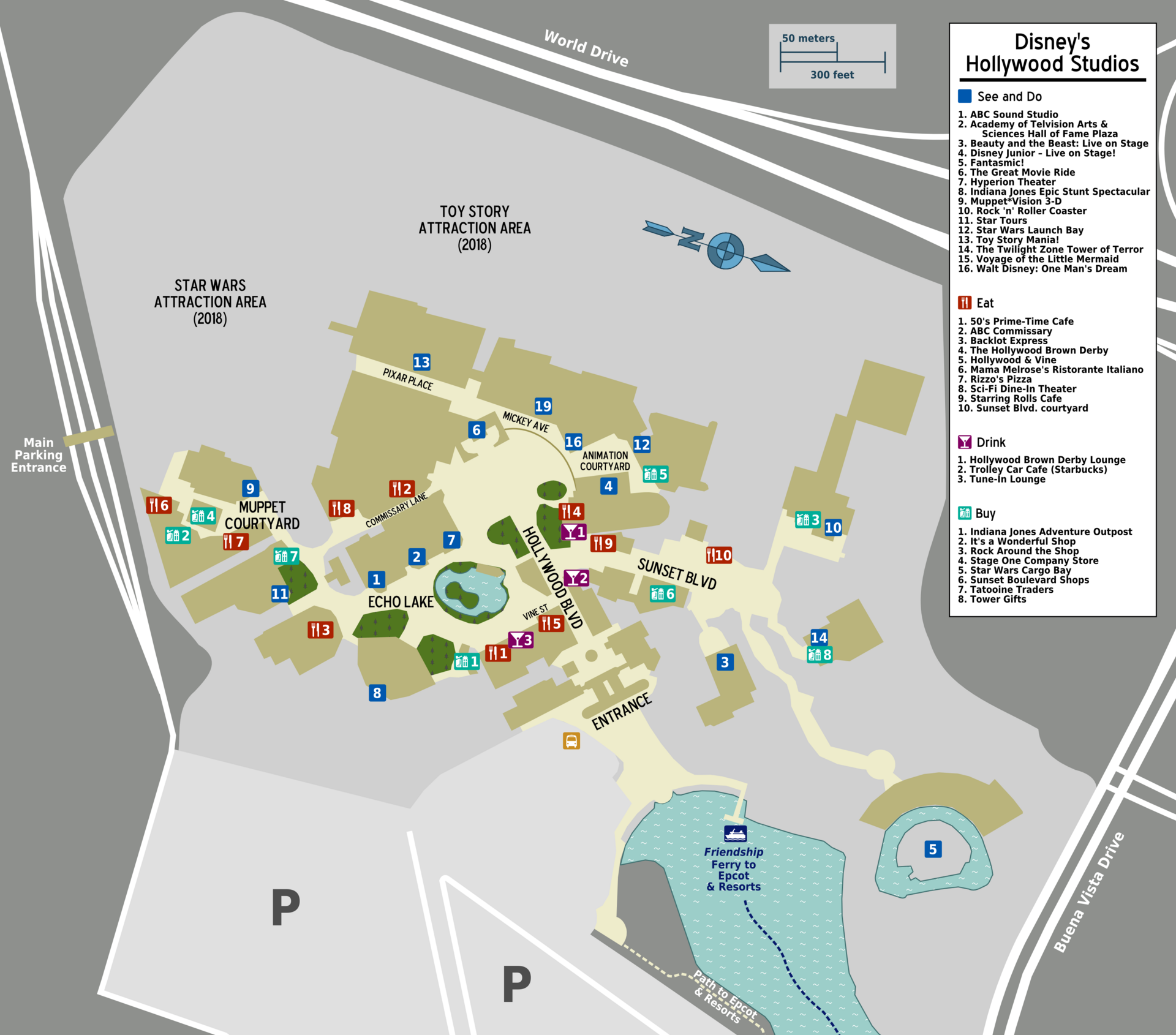Map of Disney's Hollywood Studios