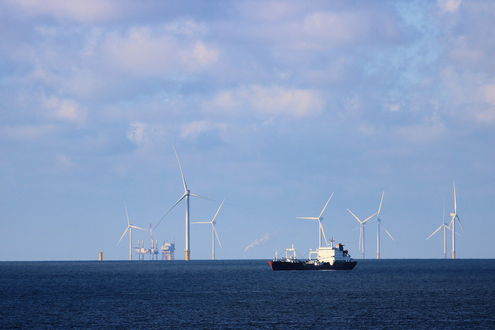 An oil tanker under way at sea on a clear day