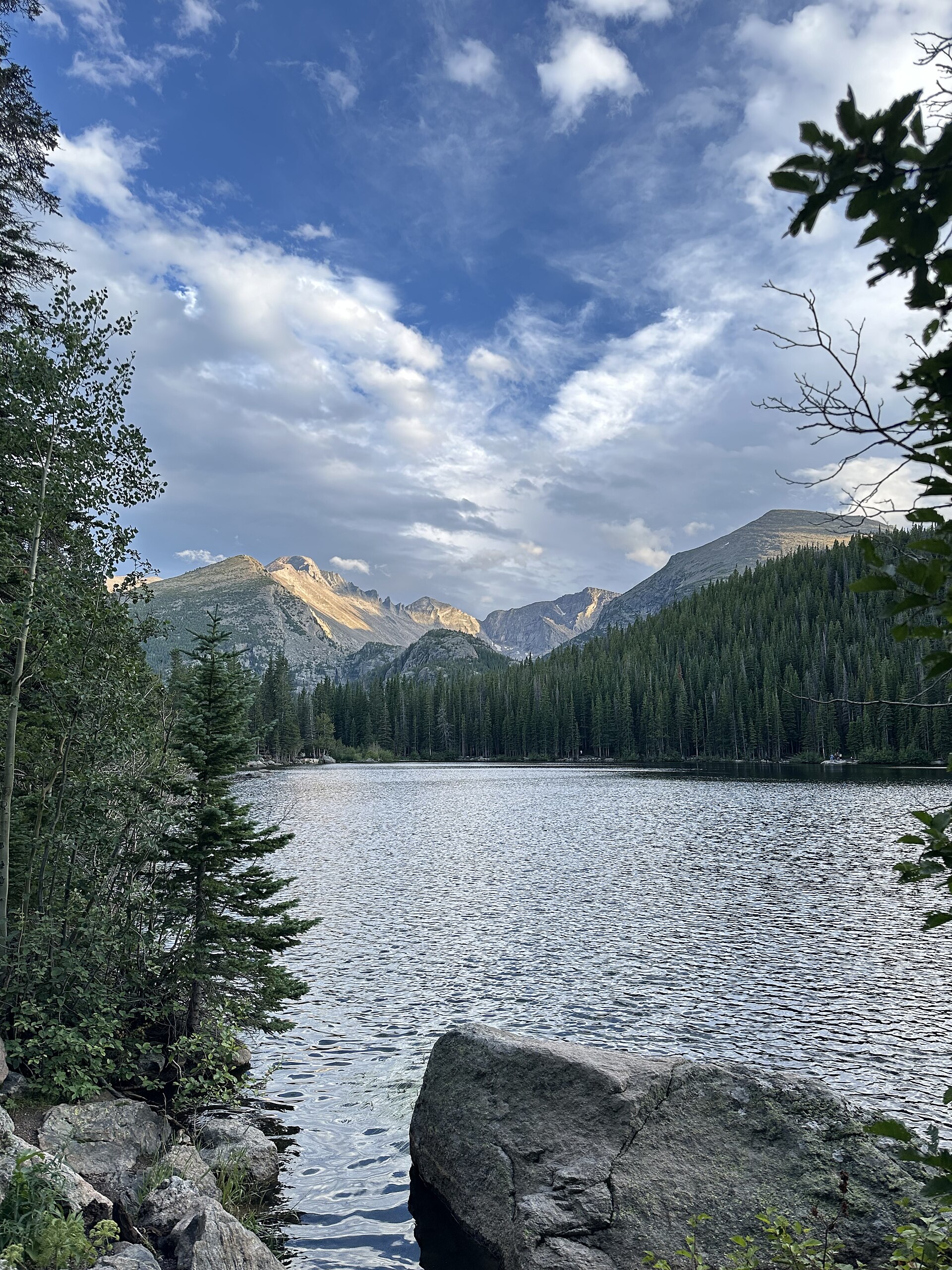 A serene view of Bear Lake in the Rocky Mountains.